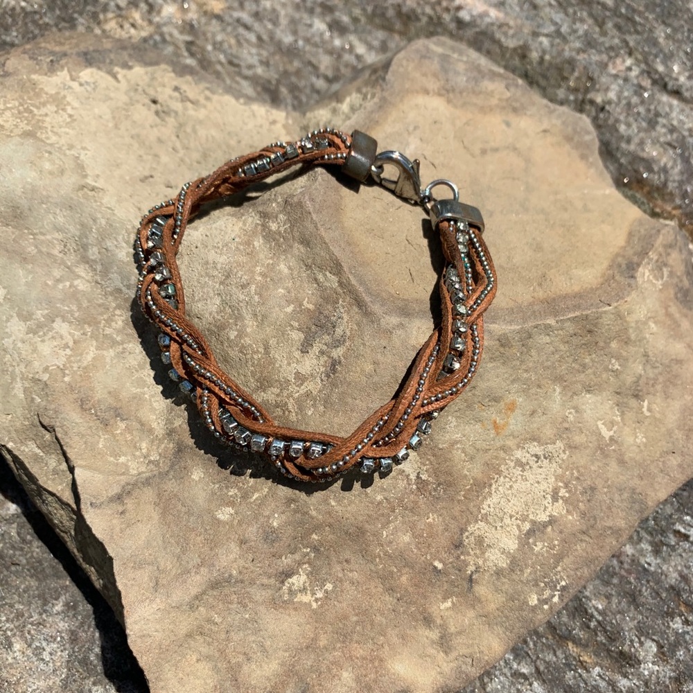 Braided bracelet with rhinestones
